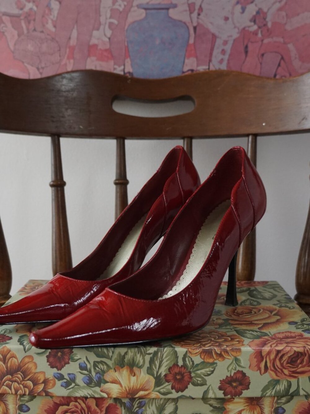 BCBGirls Red Genuine Leather Pointed Toe Pumps - Picture 10 of 12